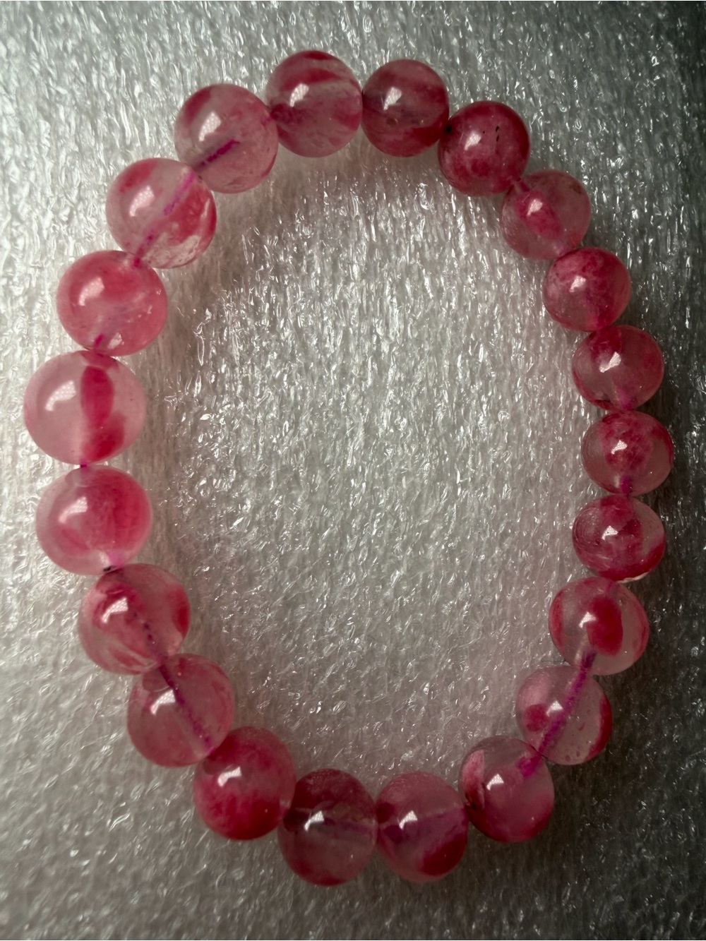 Gorgeous 9MM Icy “Petal” Rhodonite Natural Crystal Bracelet